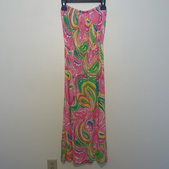 Lilly Pulitzer Marlisa Strapless Maxi Dress All Nighter Pink and Green Size XS - Picture 2 of 6